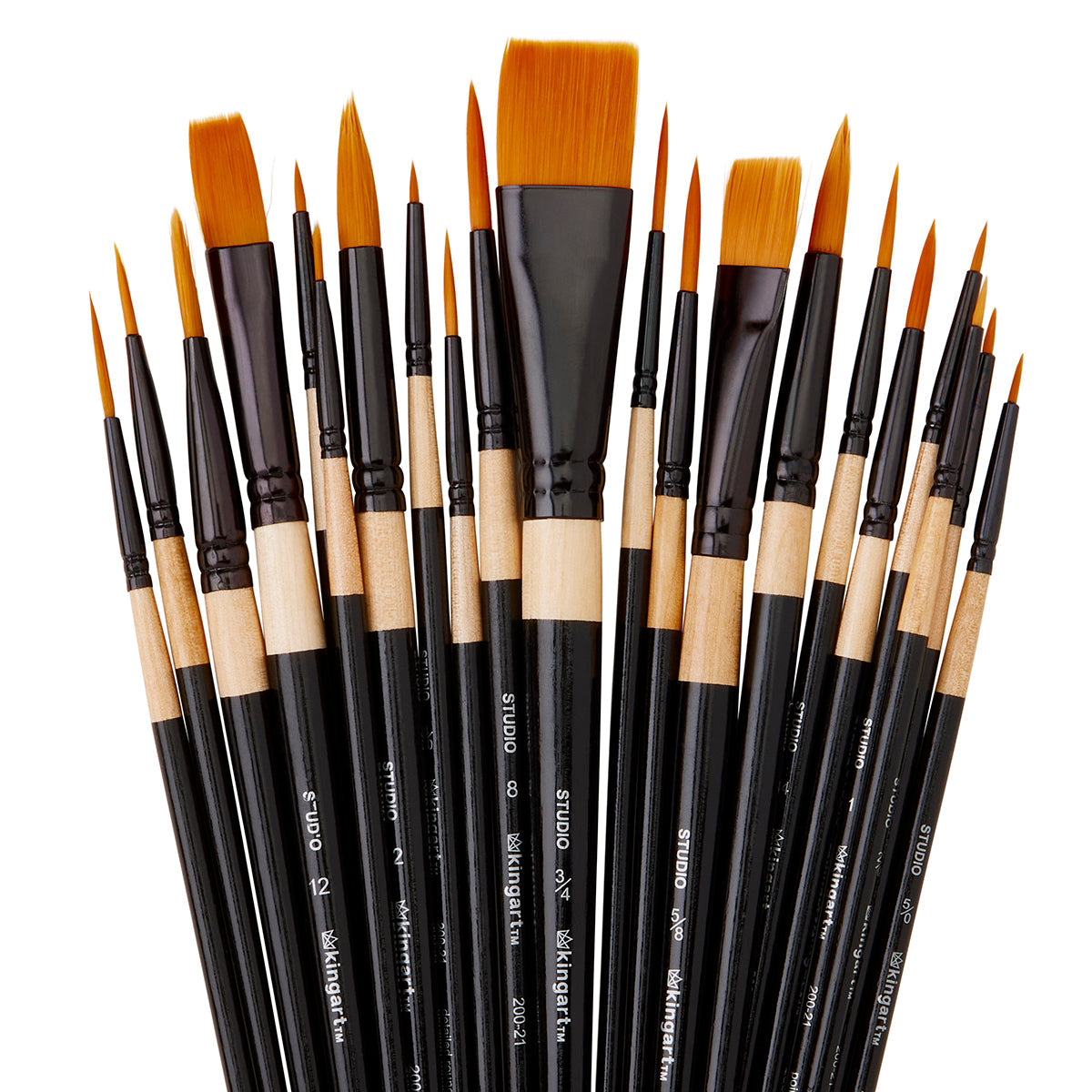Studio Mixed Media Gold Nylon Brush Set - 21 pc by KINGART