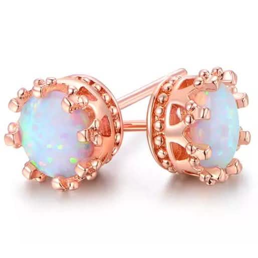 2.00 CTW Genuine Opal Crown Stud Earrings by DailySale