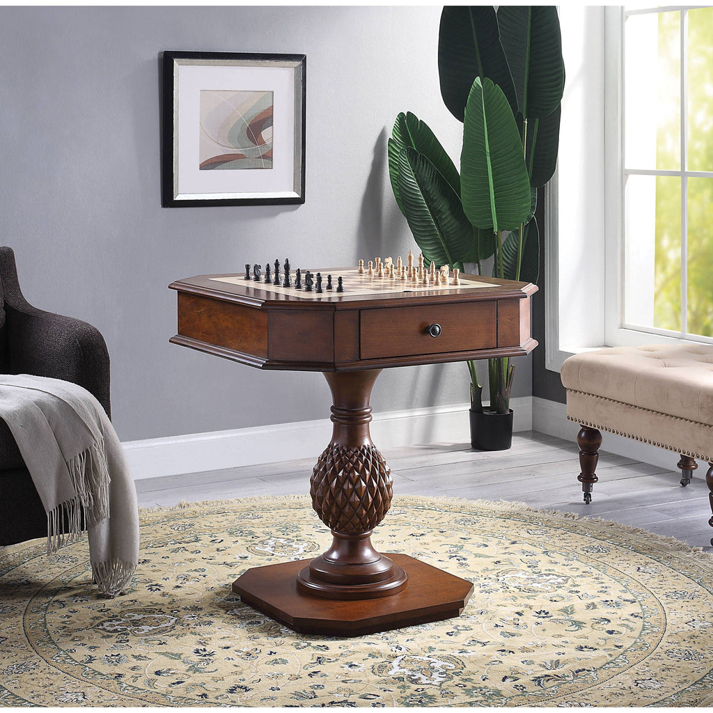 Bishop - Reversible Chess Checker Game Table With Game Tray (Chess Fingures Not Included) - Cherry by Unique Piece Furniture
