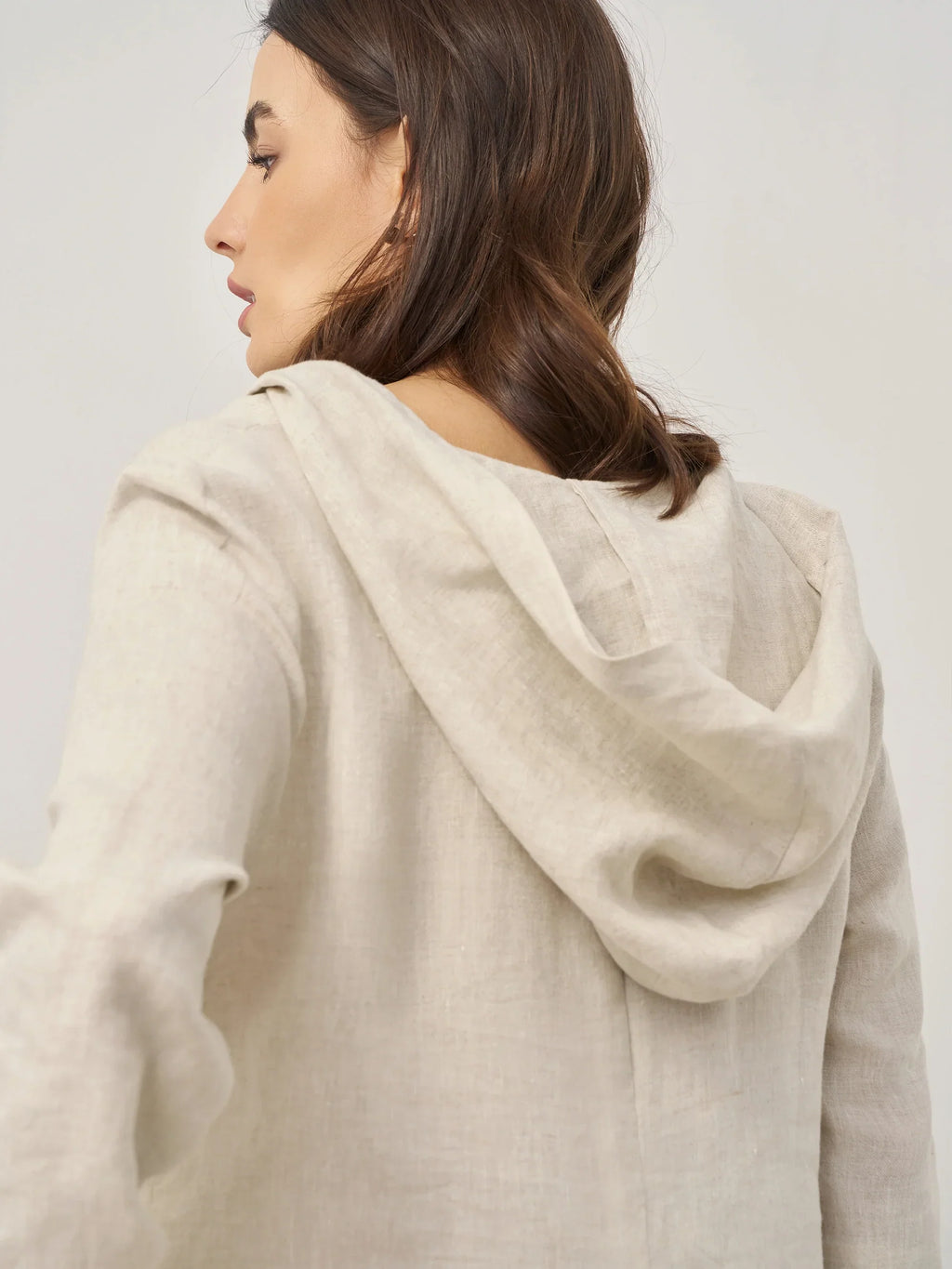 100% Linen Hooded Pullover Maxi Dress REBECCA by LINTICO