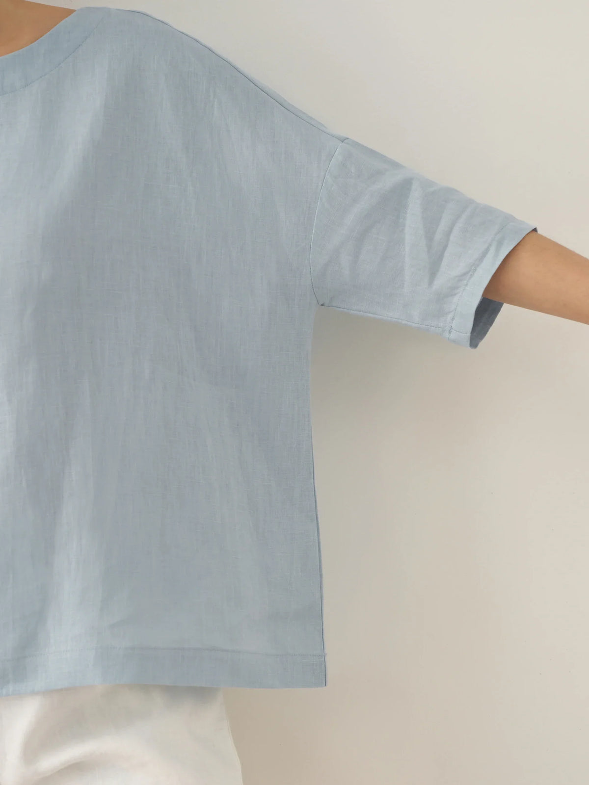 100% Linen Boatneck 3/4 Length Sleeve Top AURORA by LINTICO