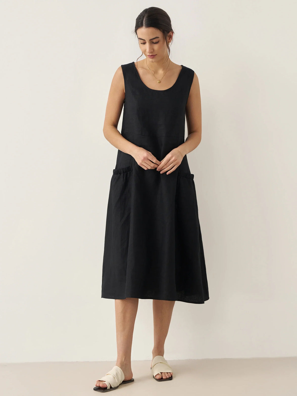100% Linen Swing Beach Tank Dress GIANA by LINTICO