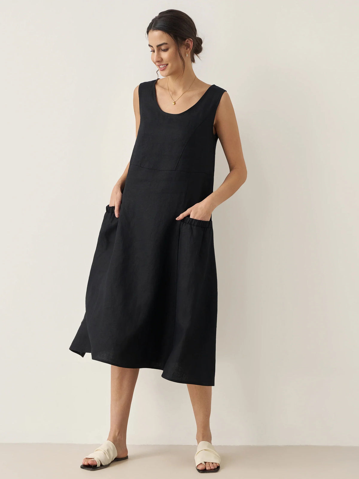 100% Linen Swing Beach Tank Dress GIANA by LINTICO