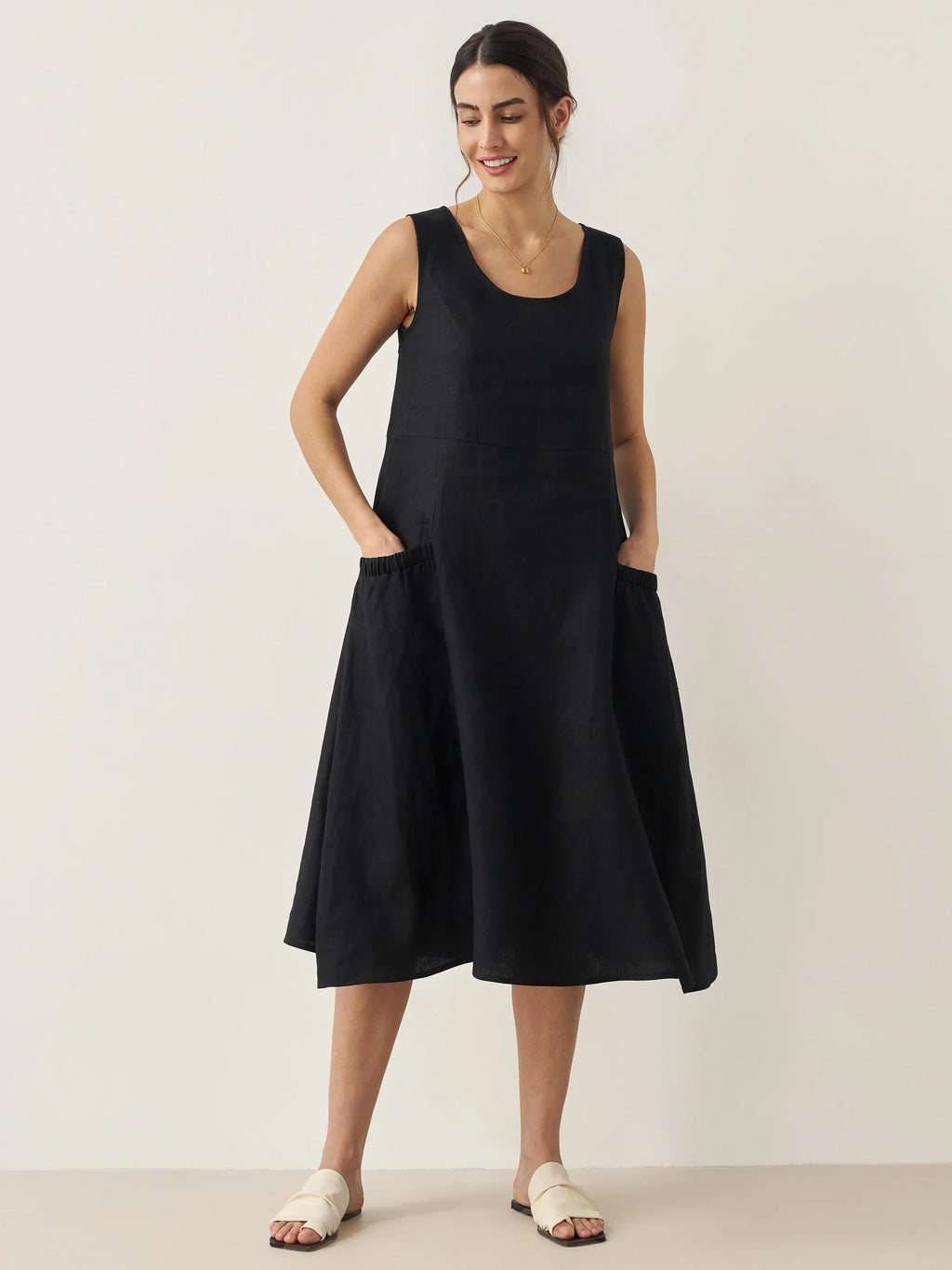 100% Linen Swing Beach Tank Dress GIANA by LINTICO