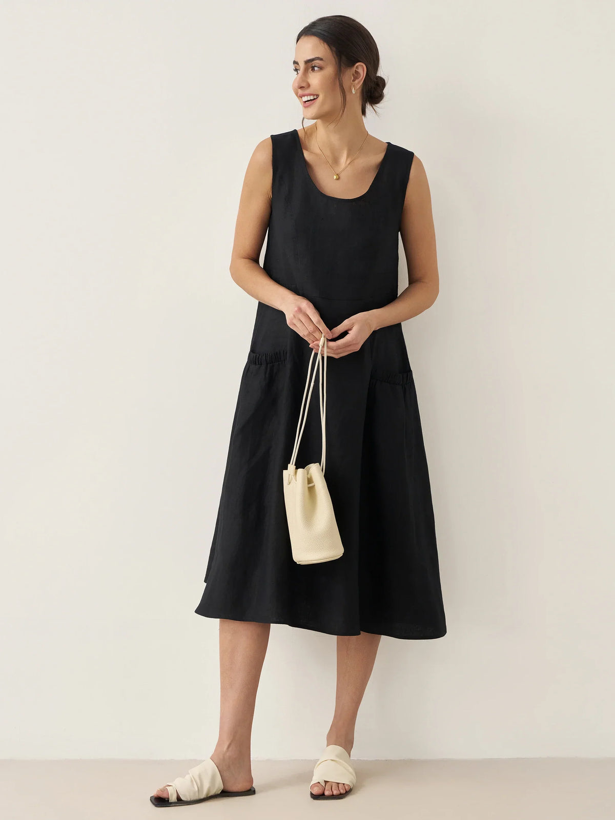 100% Linen Swing Beach Tank Dress GIANA by LINTICO