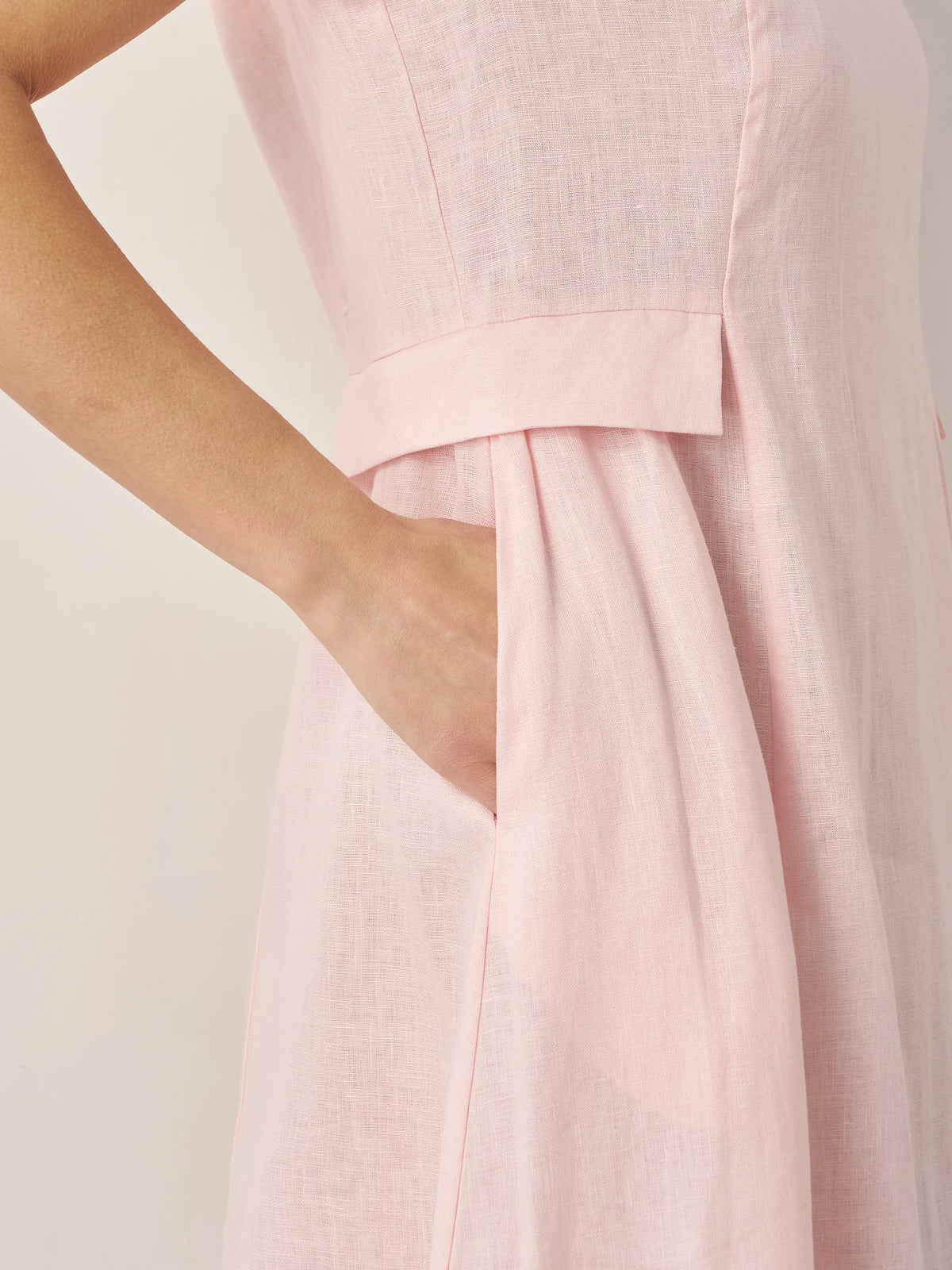100% Linen Natural Summer V-Neck Dress ALEXA by LINTICO