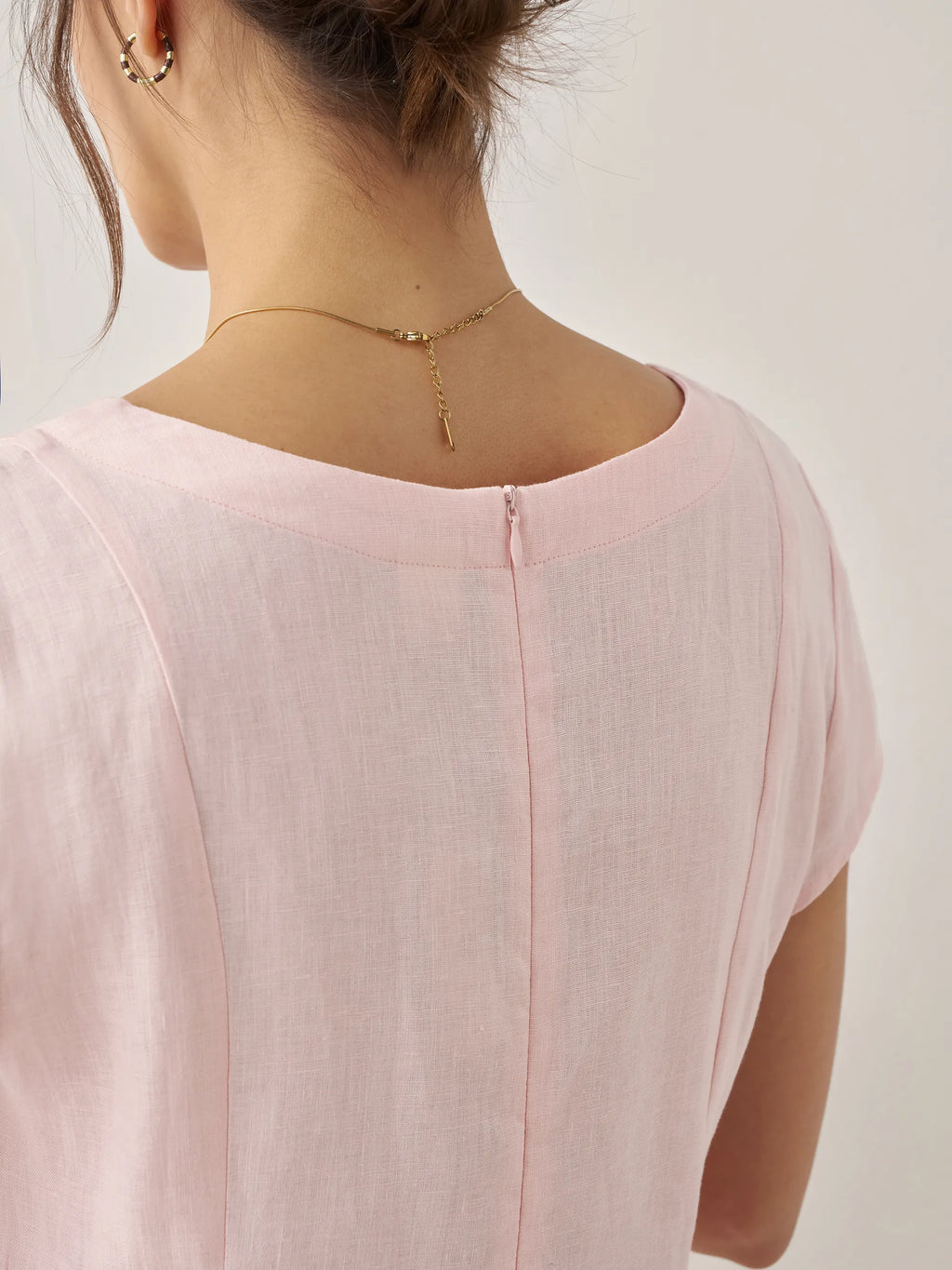 100% Linen Natural Summer V-Neck Dress ALEXA by LINTICO