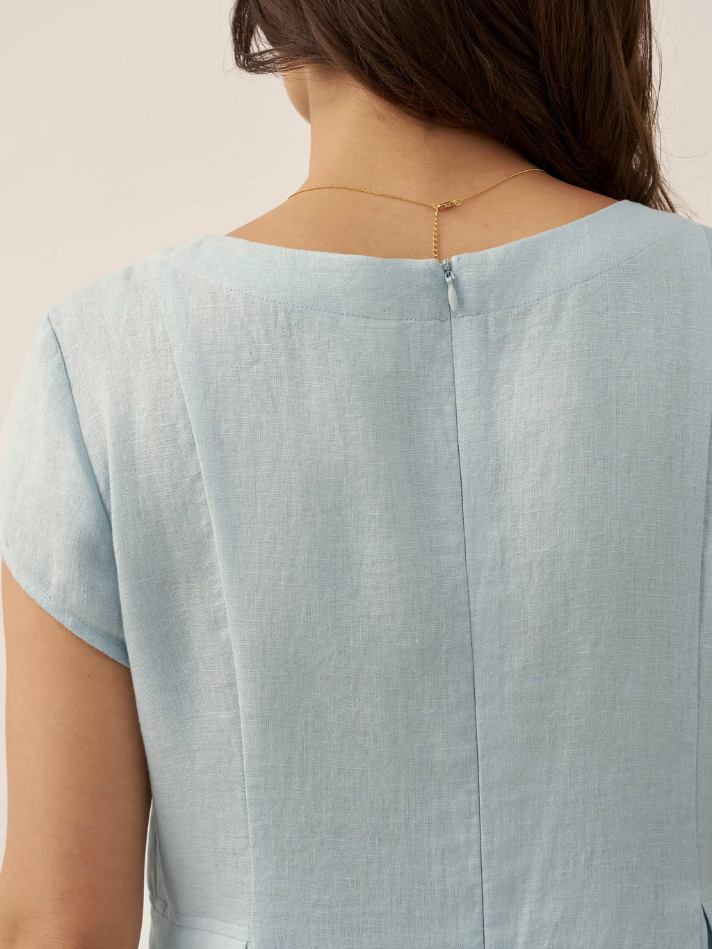 100% Linen Natural Summer V-Neck Dress ALEXA by LINTICO