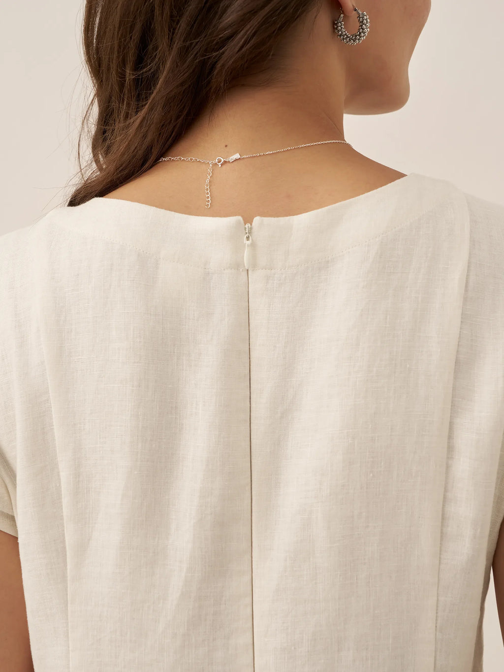 100% Linen Natural Summer V-Neck Dress ALEXA by LINTICO