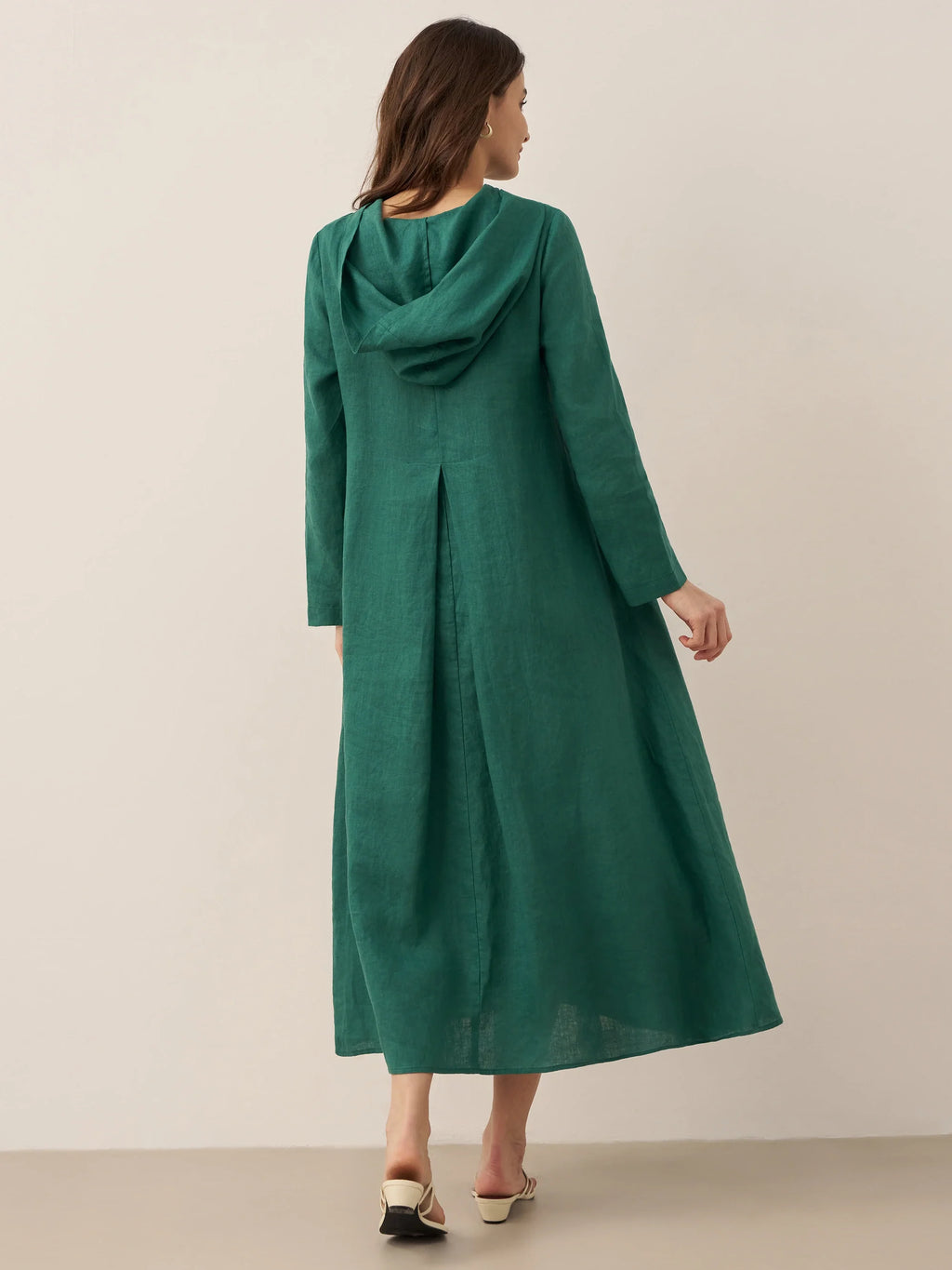 100% Linen Hooded Pullover Maxi Dress REBECCA by LINTICO