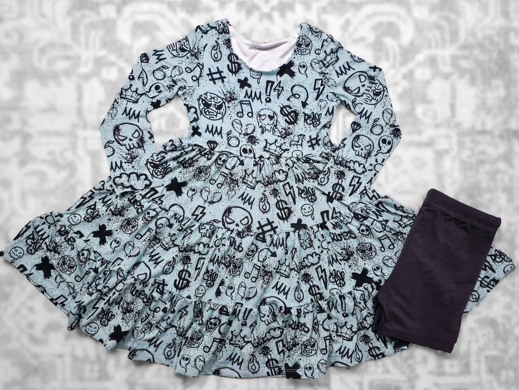 Long Sleeve Twirl Dress & Short Set by Minikin Mischief Clothing Co.