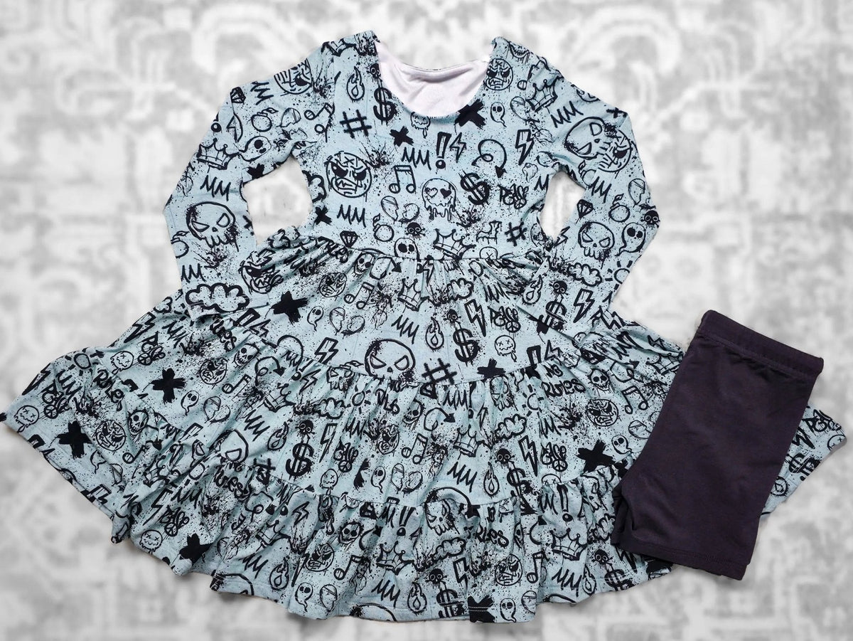 Long Sleeve Twirl Dress & Short Set by Minikin Mischief Clothing Co.