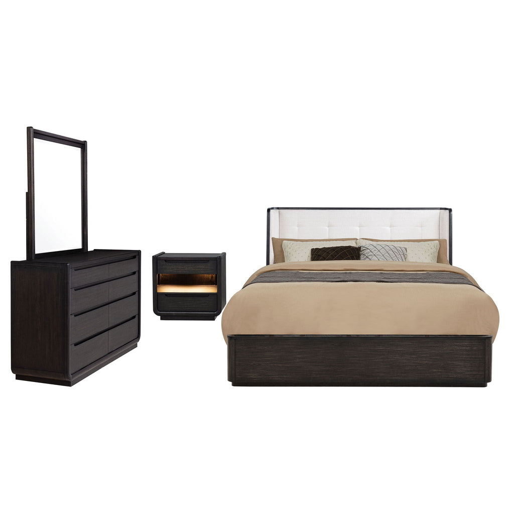 Leandro 4-piece Queen Bedroom Set Burnished Black by Unique Piece Furniture