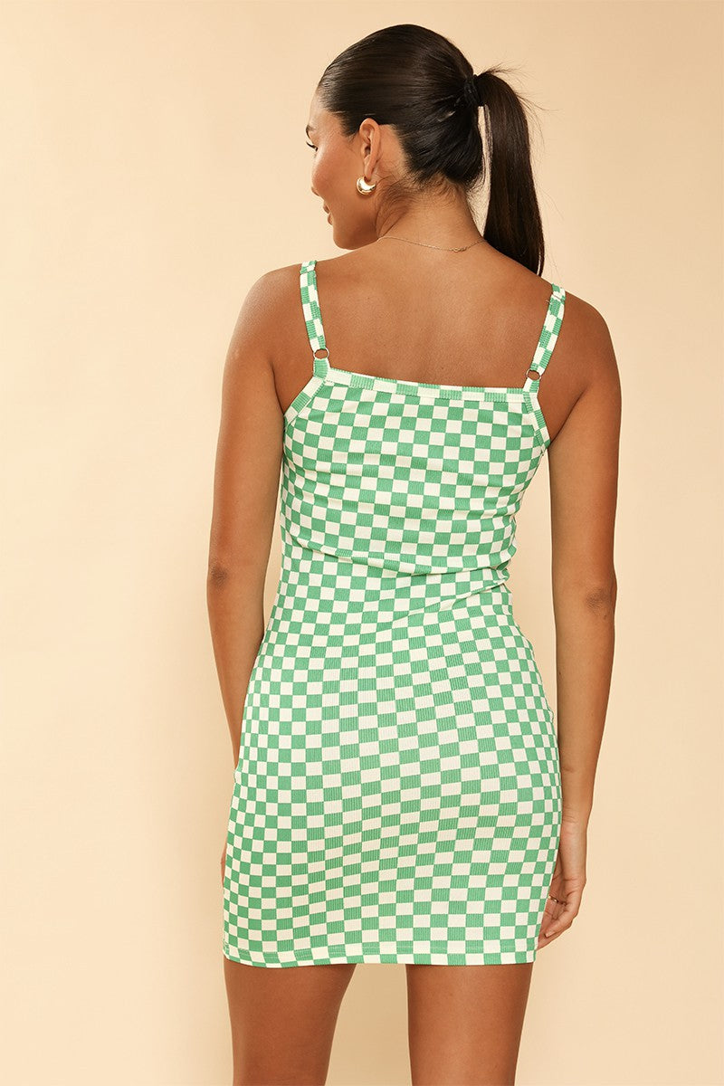 Checkered rib knit tank top dress by Miss Sparkling