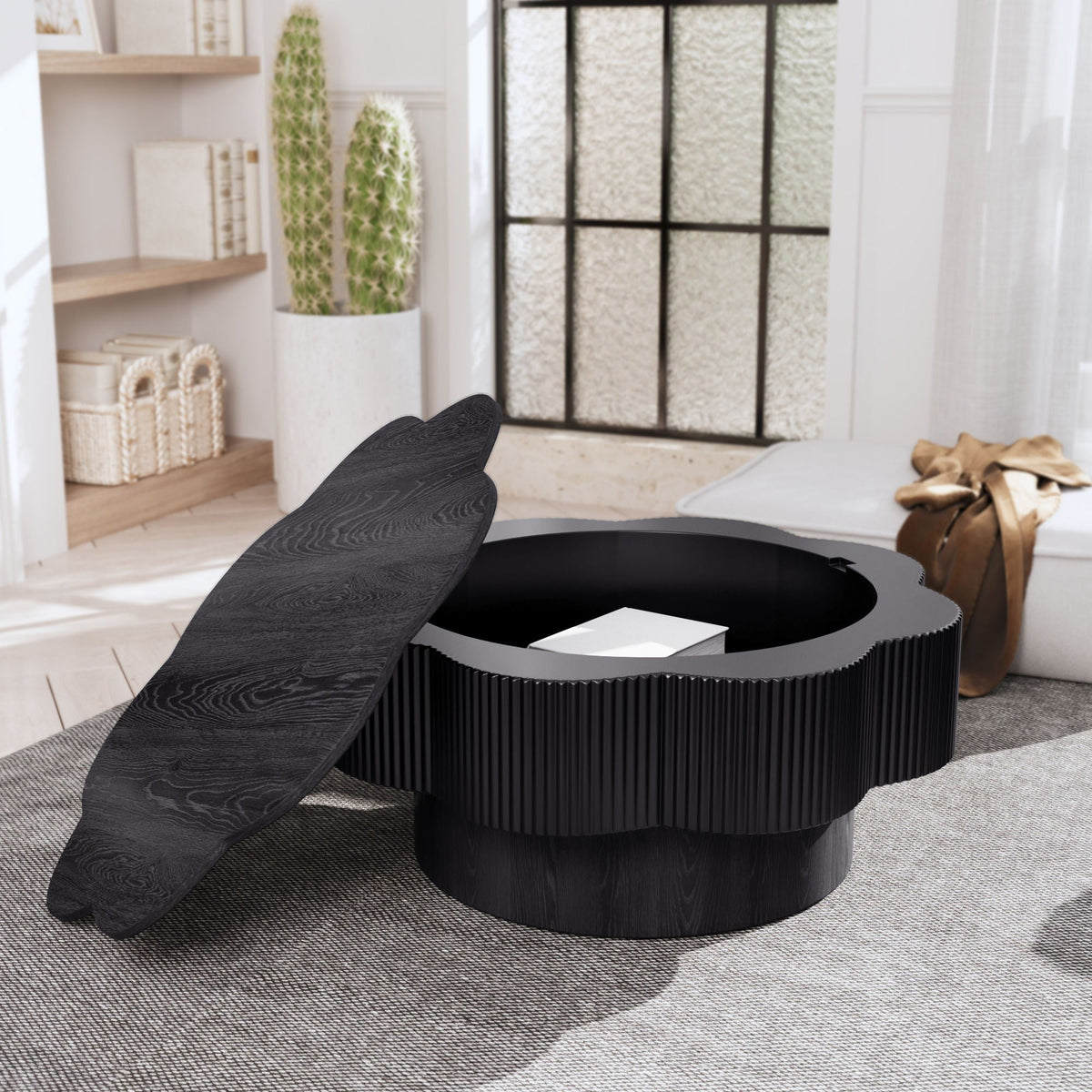 Modern Plum Blossom Shaped Coffee Table With Storage by Unique Piece Furniture