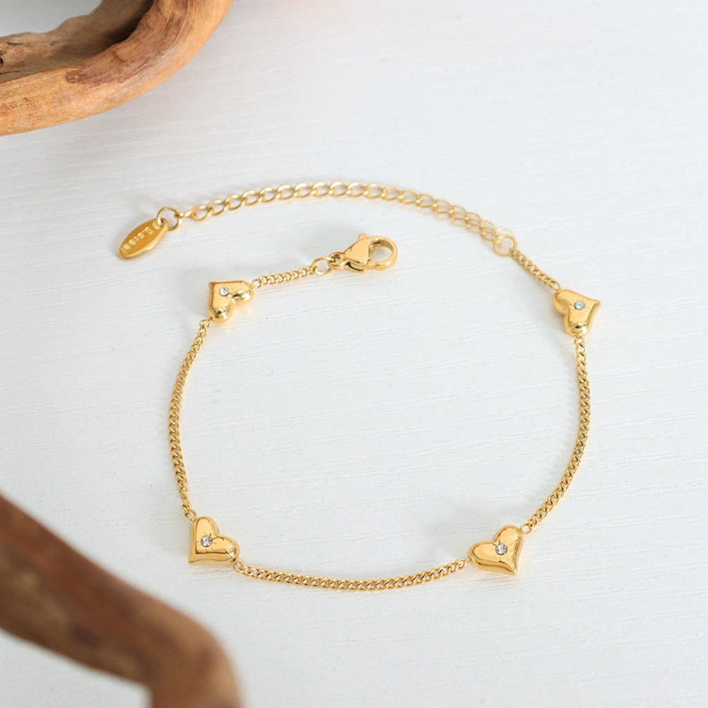 Titanium Steel Zircon Heart Bracelet by Wild and Free Boutique