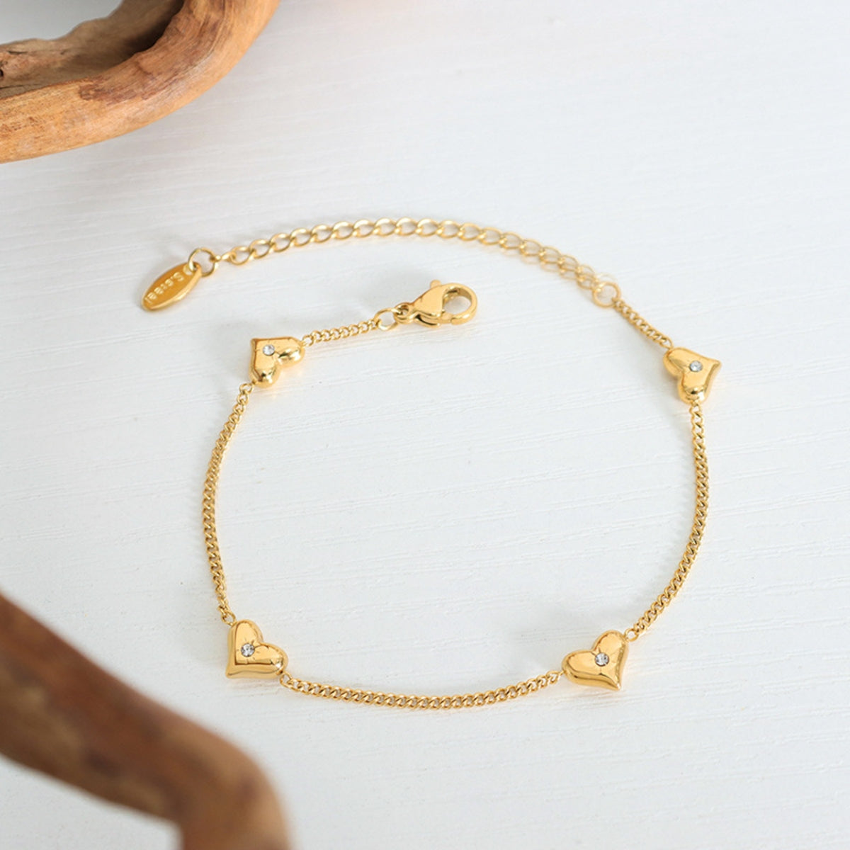 Titanium Steel Zircon Heart Bracelet by Wild and Free Boutique