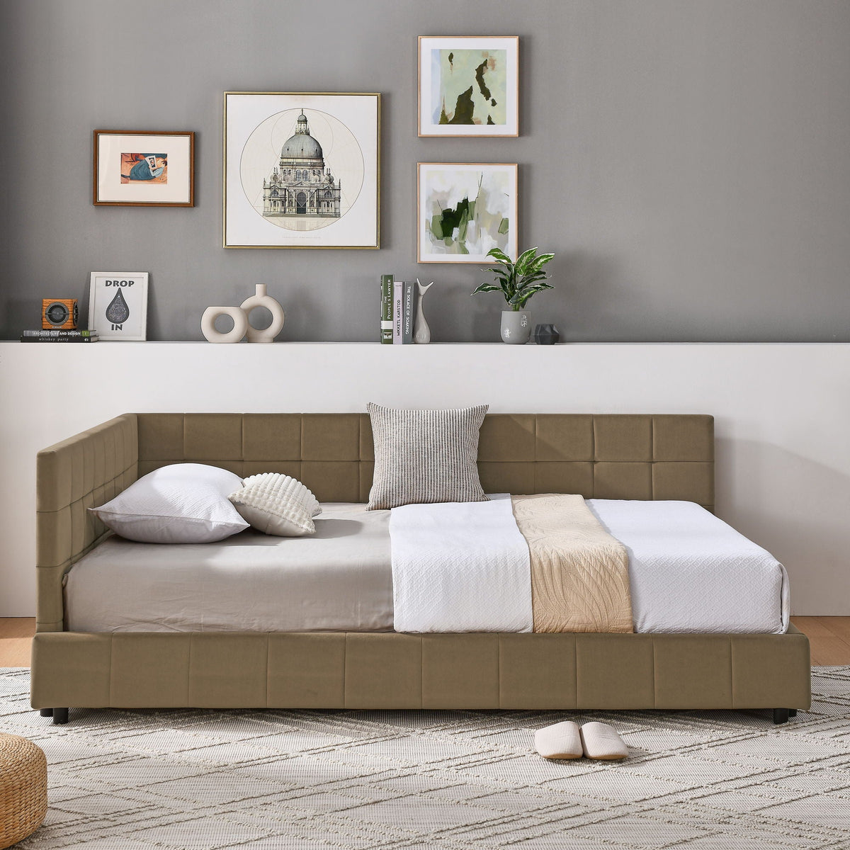 Upholstered Bed Frame With Tufted Backrest And Armrests by Unique Piece Furniture