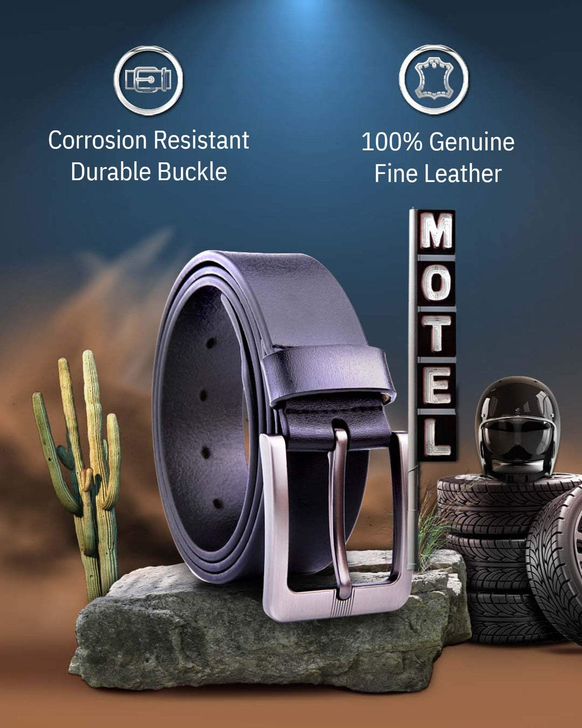 Genuine Leather Belt for Men – Brushed Nickel Buckle, 1.5" Strap by Access Accessories