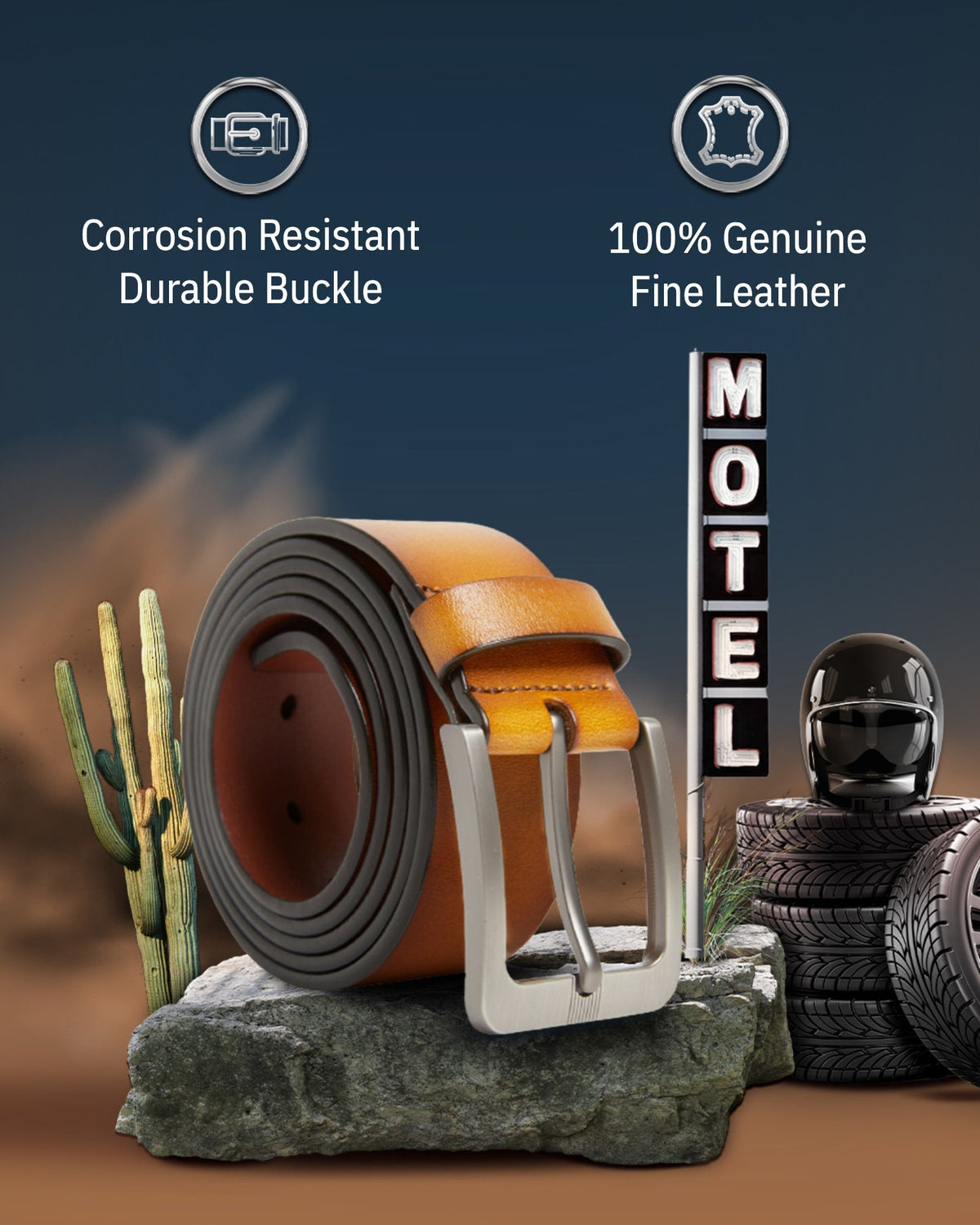 Genuine Leather Belt for Men – Brushed Nickel Buckle, 1.5" Strap by Access Accessories