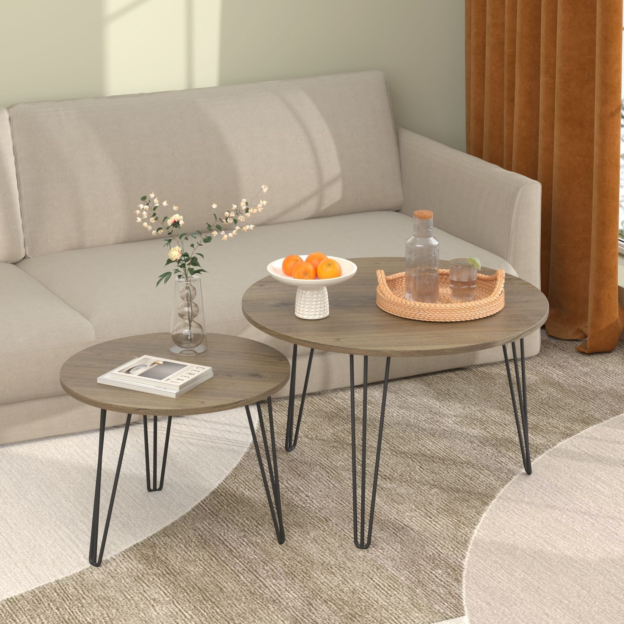 Round Nesting Coffee Table For Living Room (Set of 2) by Unique Piece Furniture