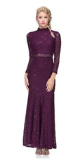 CLEARANCE - Eureka 2095 Long Sleeve Lace Dress Mock 2-Piece High Neck (Size Medium) by DiscountDressShop