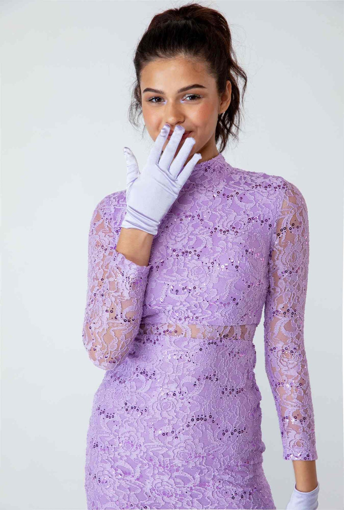 CLEARANCE - Eureka 2095 Long Sleeve Lace Dress Mock 2-Piece High Neck (Size XL) by DiscountDressShop