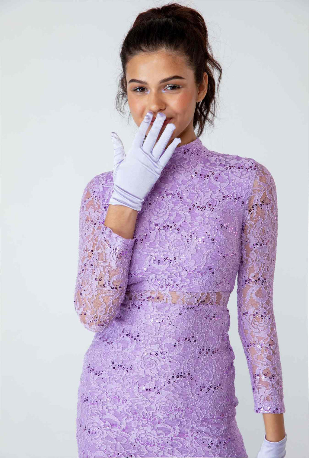 CLEARANCE - Eureka 2095 Long Sleeve Lace Dress Mock 2-Piece High Neck (Size Medium) by DiscountDressShop