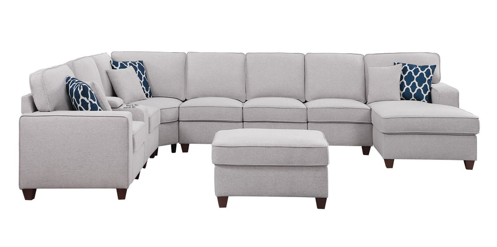 Eric - 9 Piece Upholstered Sectional With Ottoman by Unique Piece Furniture