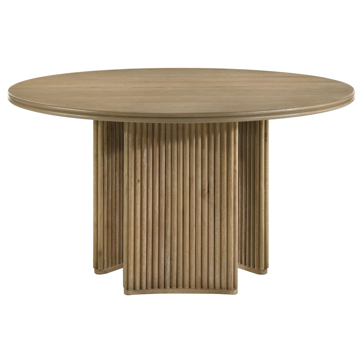 Adina 53-inch Round Wood Dining Table Distressed Light Brown by Unique Piece Furniture