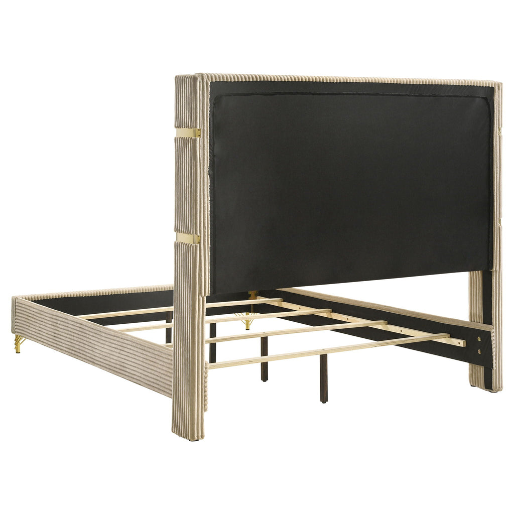 Lucia 61-inch Upholstered Queen Wingback Bed Beige by Unique Piece Furniture