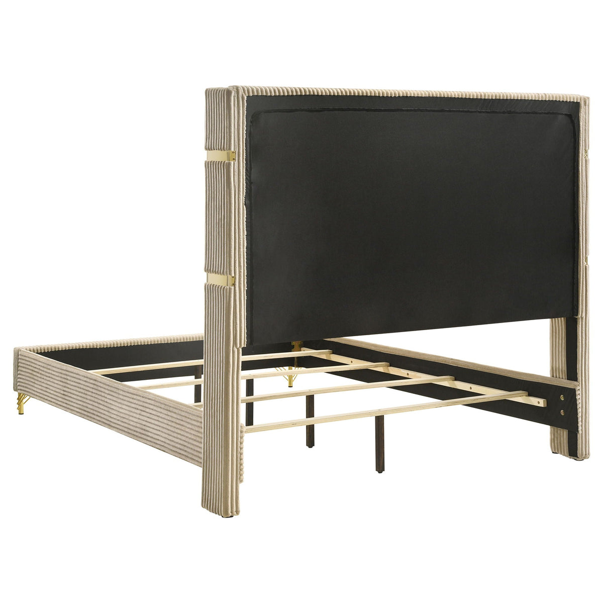 Lucia 61-inch Upholstered Queen Wingback Bed Beige by Unique Piece Furniture
