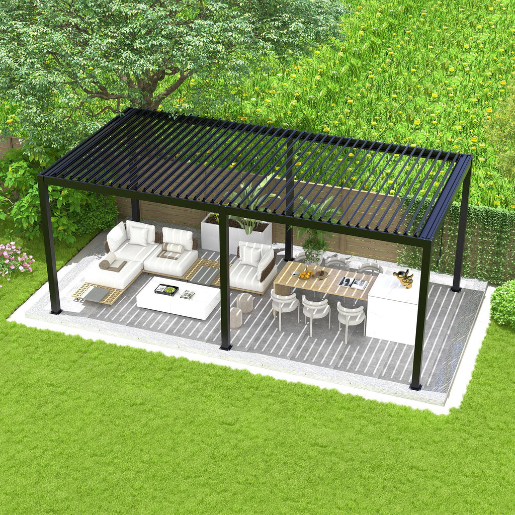 Louver Pergola Steel Louvers & Frame - Black by Unique Piece Furniture