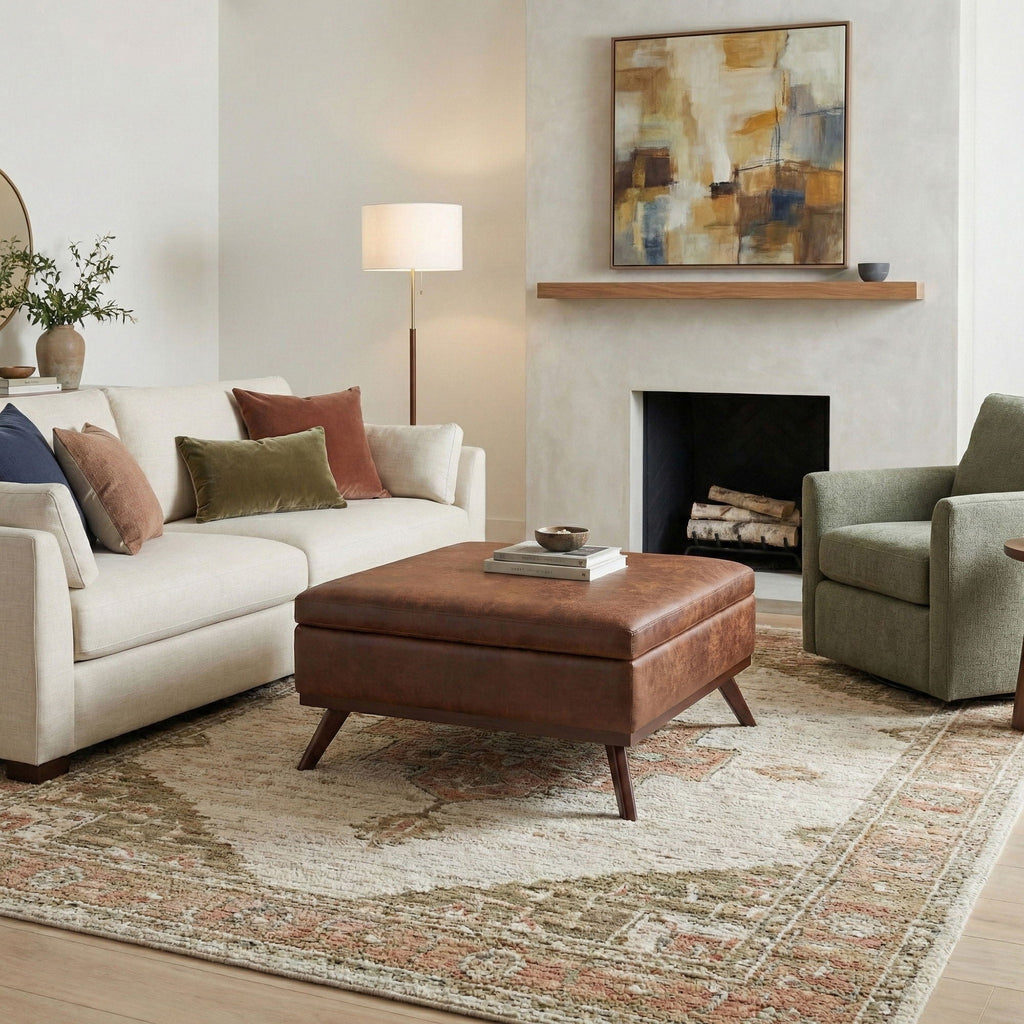 Owen - Multifunctional Square Coffee Table Storage Ottoman by Unique Piece Furniture