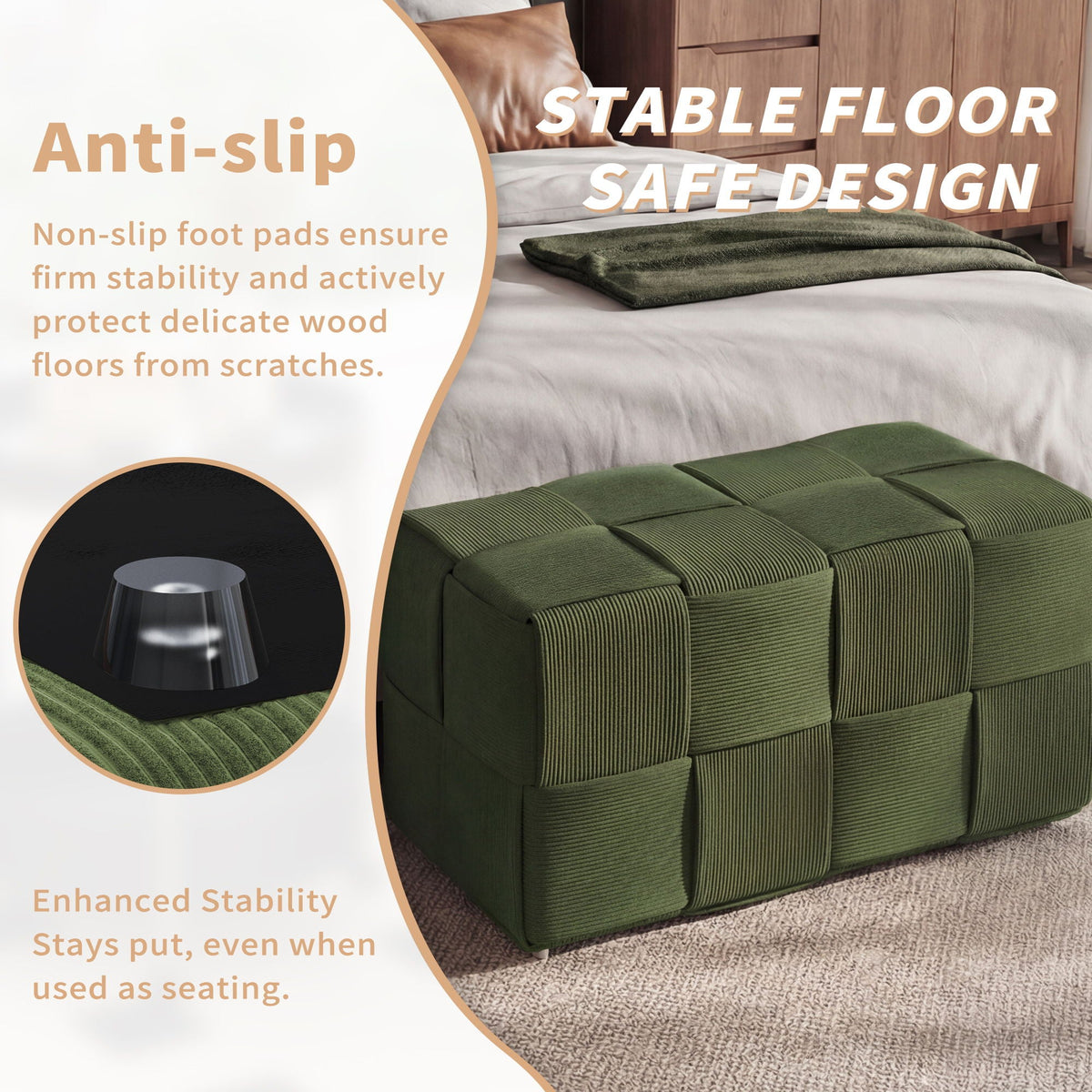 Modern Ottoman Foot Rest With Woven Design by Unique Piece Furniture