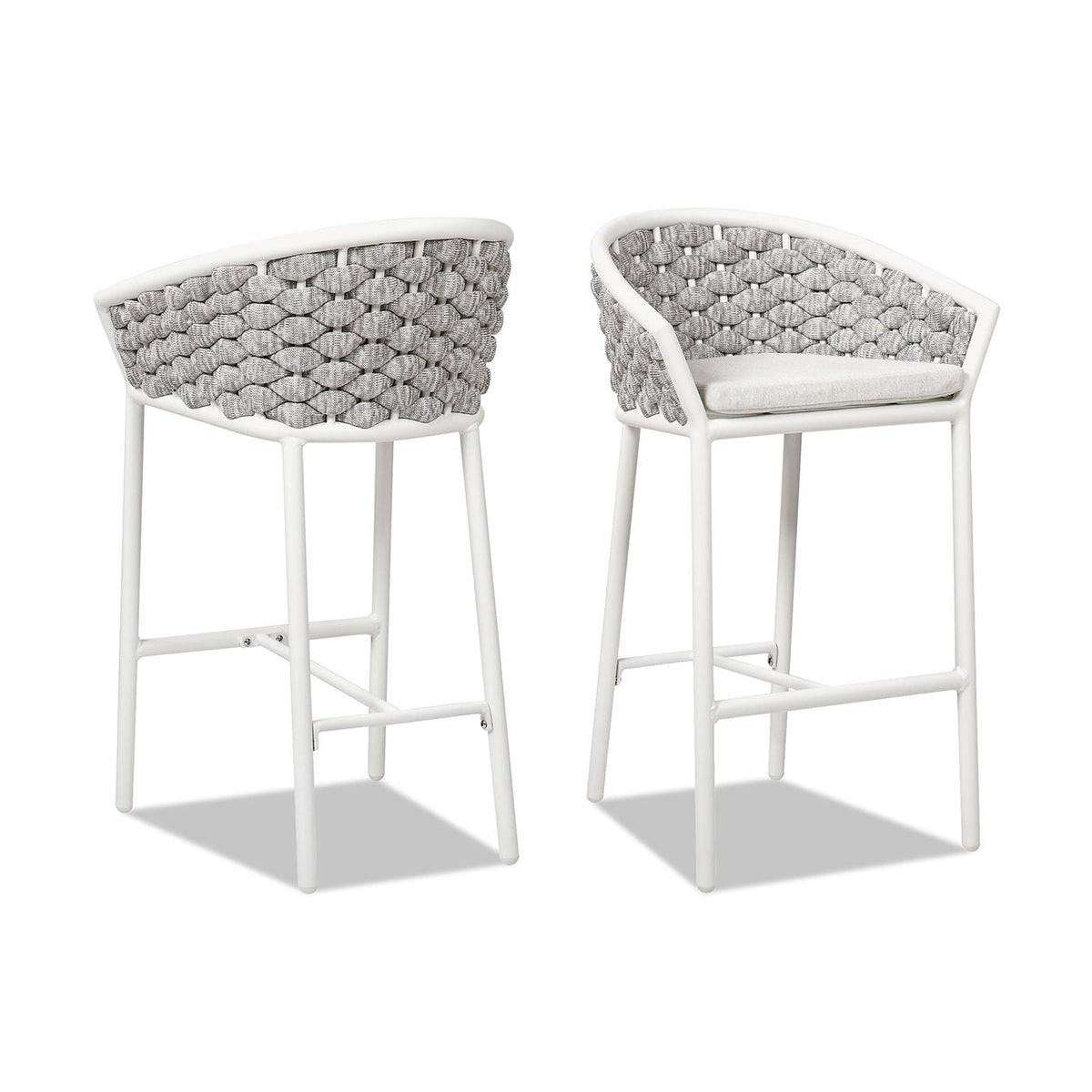 Rowan - Rope Barrel Low Back Patio Counter Stool (Set of 2) - Optic White by Unique Piece Furniture