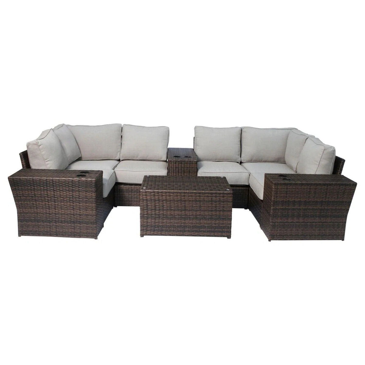 Outdoor Wicker Sectional With Weather Resistant Cushions And Table by Unique Piece Furniture