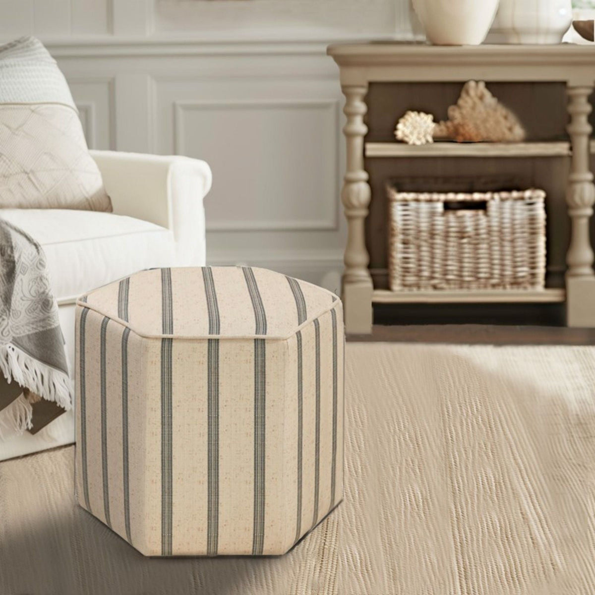 Accent Ottoman Printed Stripe by Unique Piece Furniture