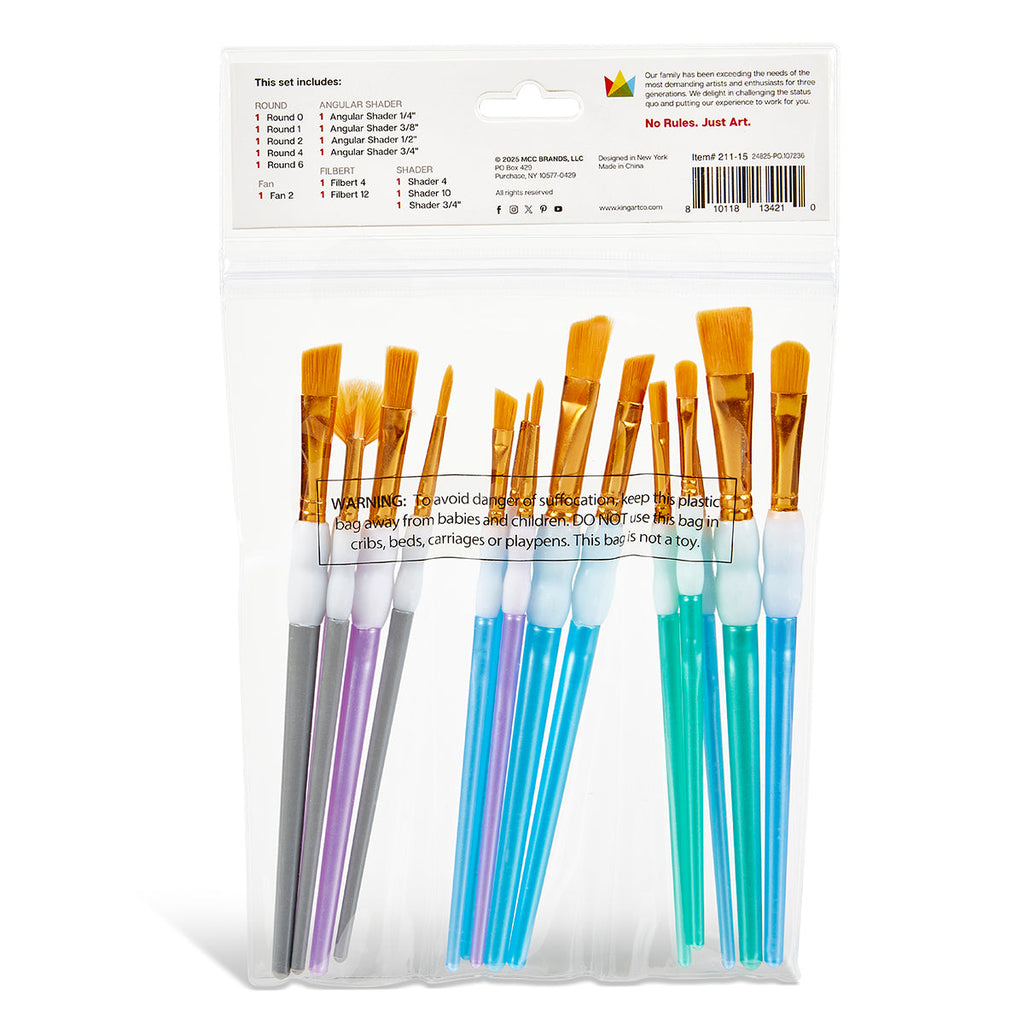 Studio Soft Grip Brush Set - 15 pc by KINGART