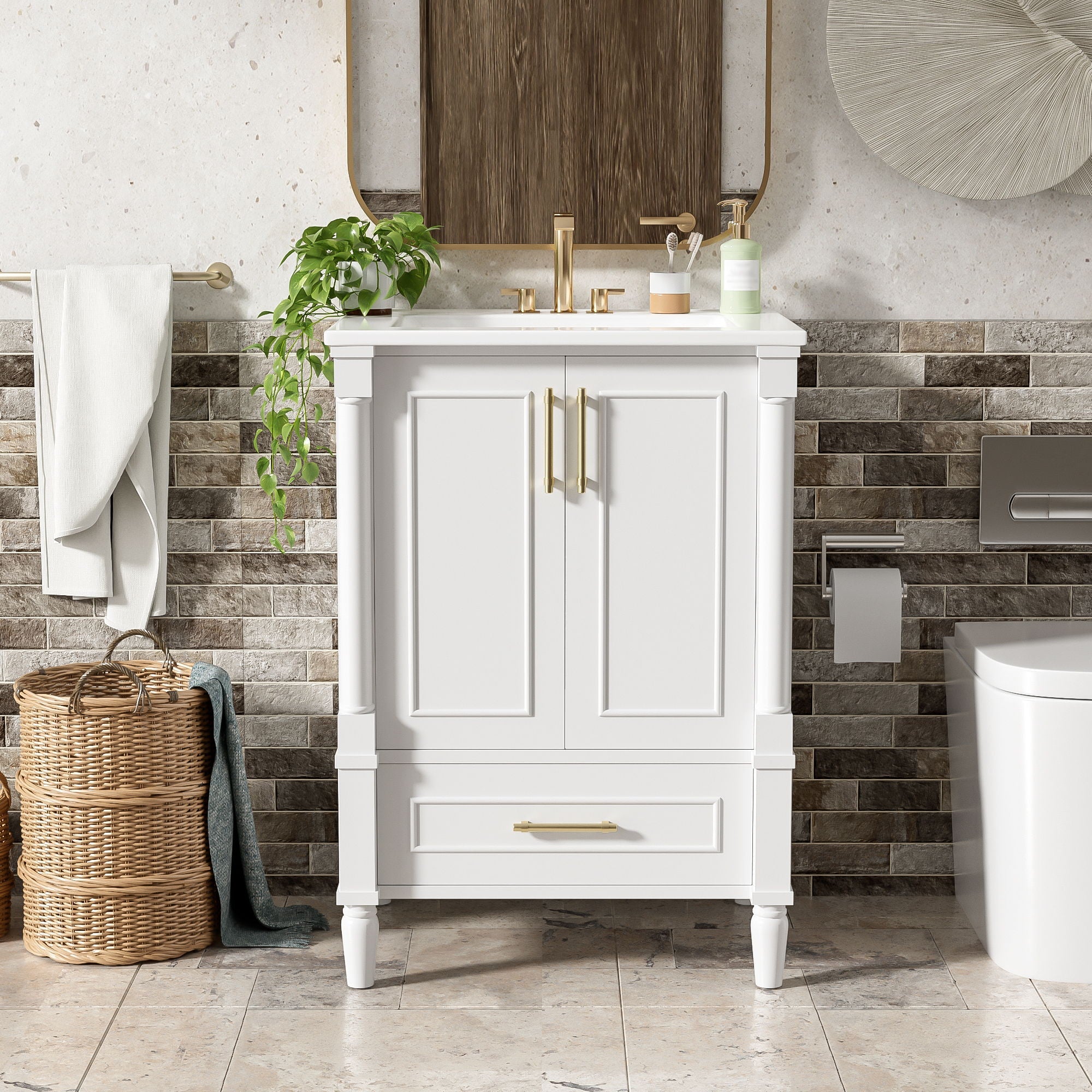 Bathroom Vanity With Ornate French Cylinder Legs, Soft Close Drawer by Unique Piece Furniture