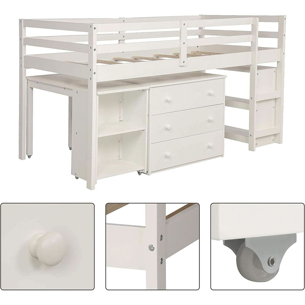 Twin Loft Bed With Rolling Desk And Storage For Small Rooms by ShipItFurniture