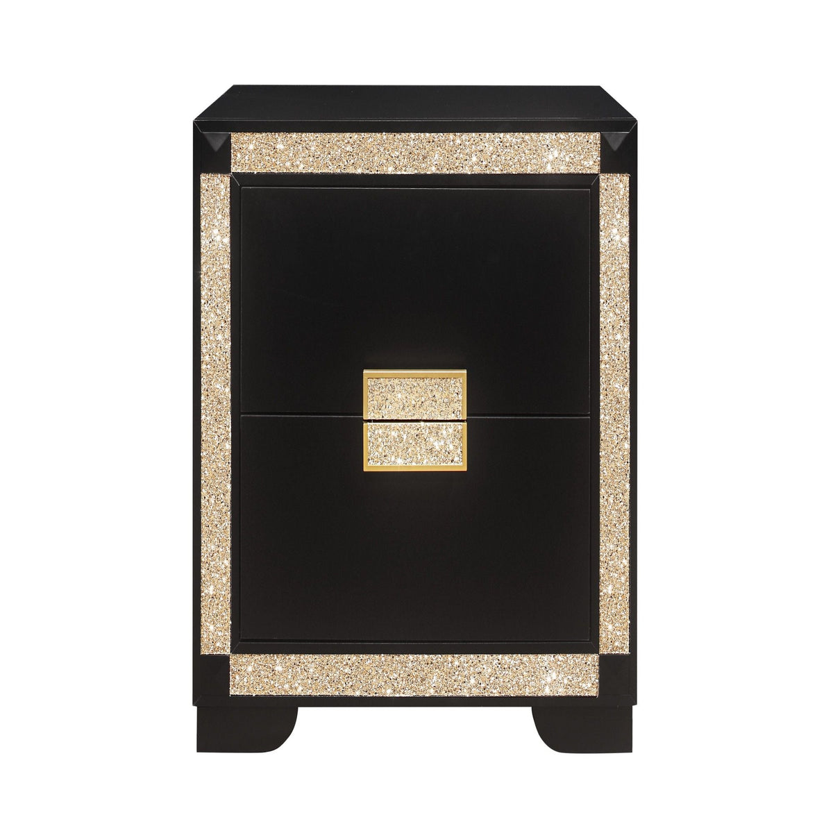 Lively - Nightstand With Glitter Detail And Thick Bar Handle Hardware - Black by Unique Piece Furniture