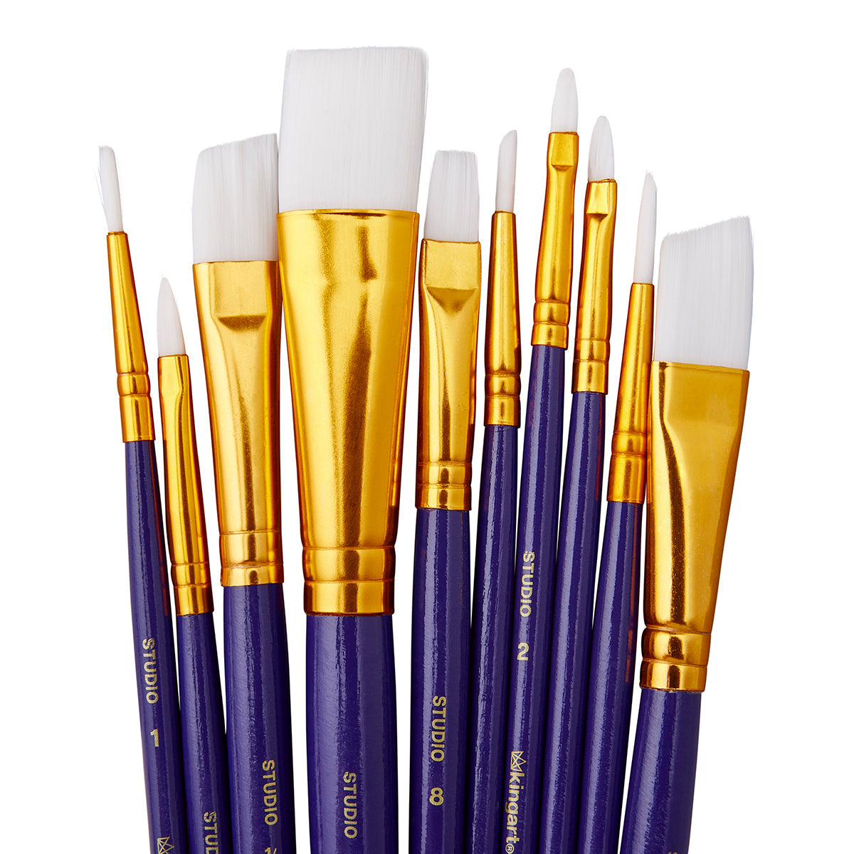 Studio White Nylon Brush Set - Acrylic & Watercolor - 10 pc by KINGART