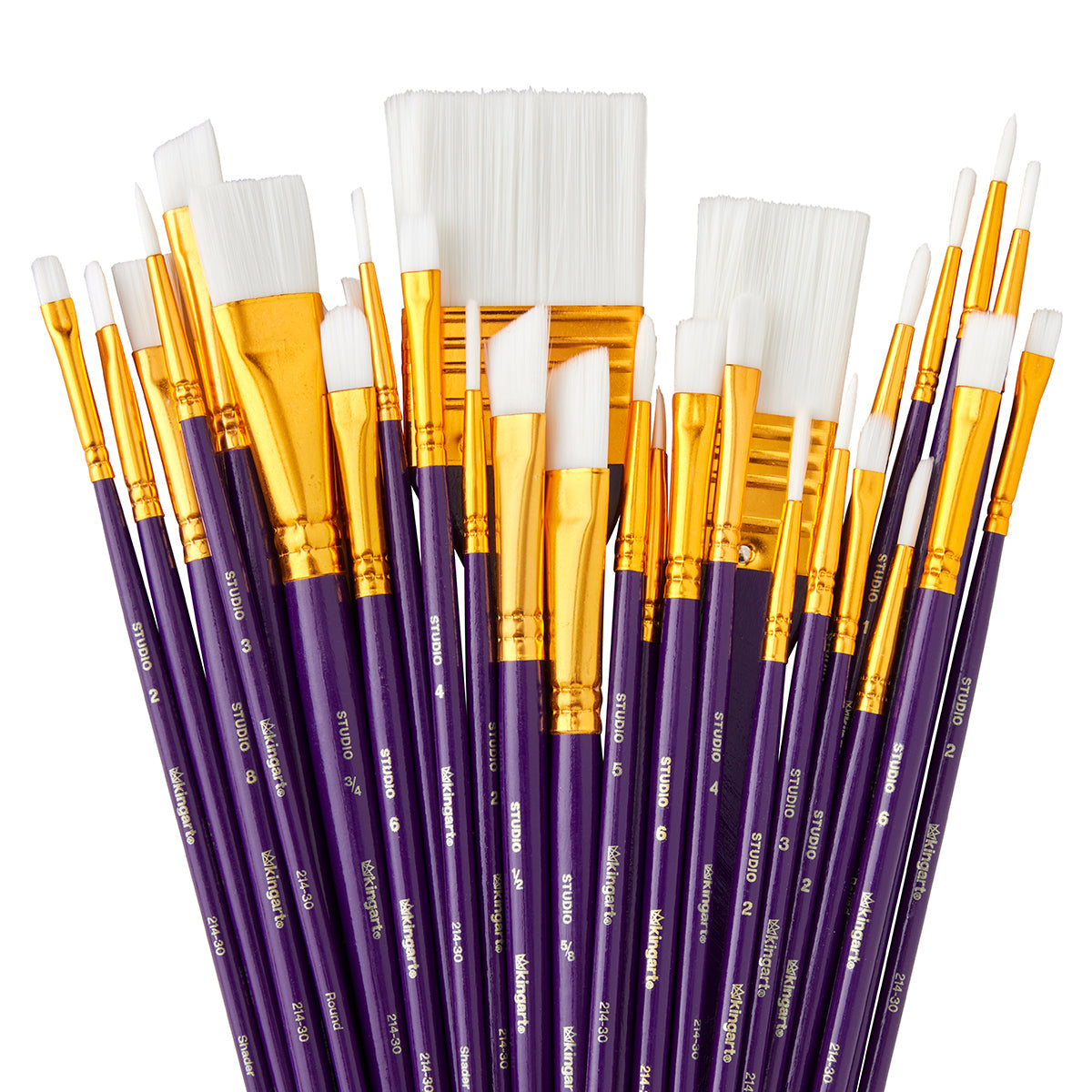 Studio White Nylon Brush Set - Acrylic & Watercolor - 30 pc by KINGART