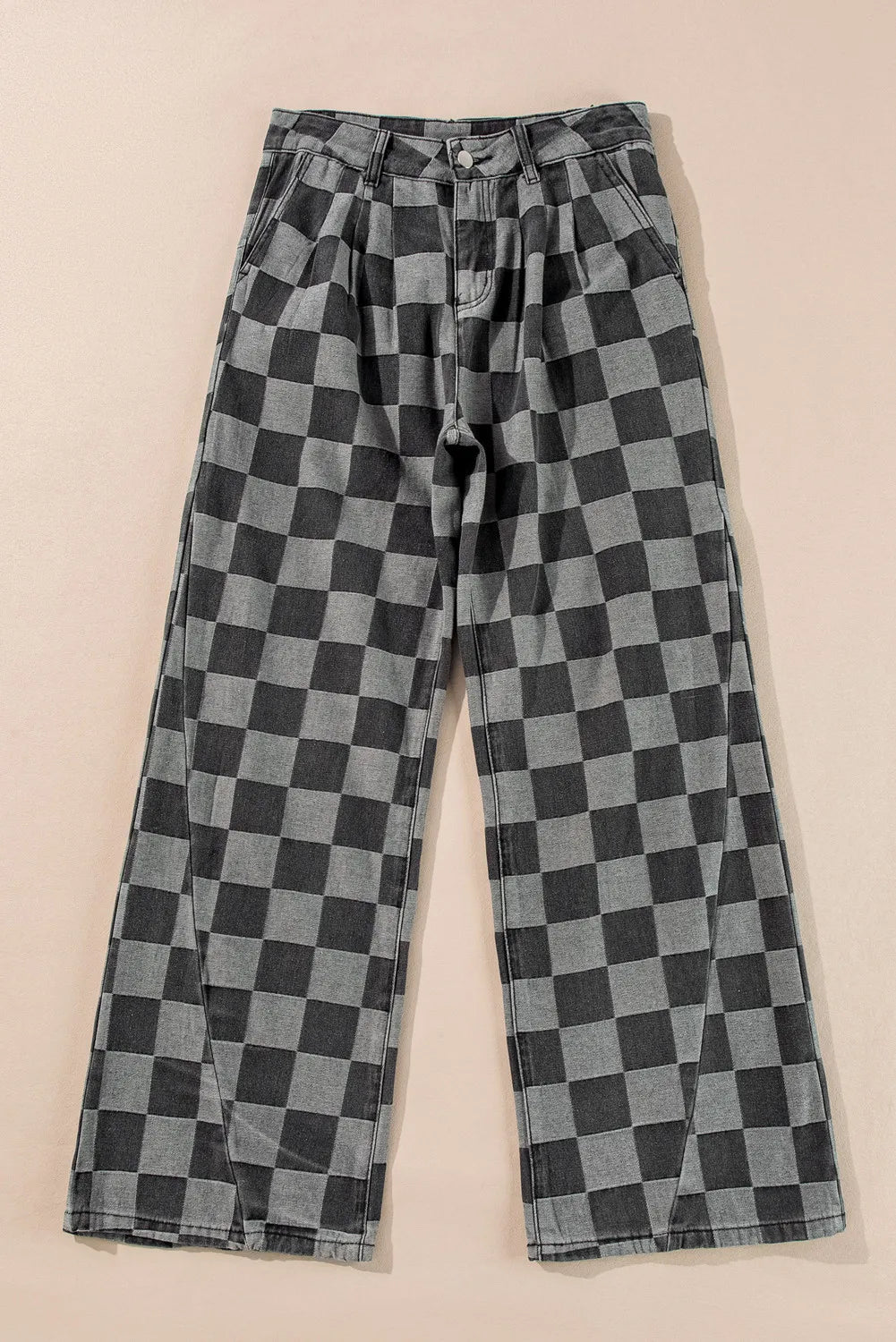 Checkered Wide Leg Jeans with Pockets by Wild and Free Boutique
