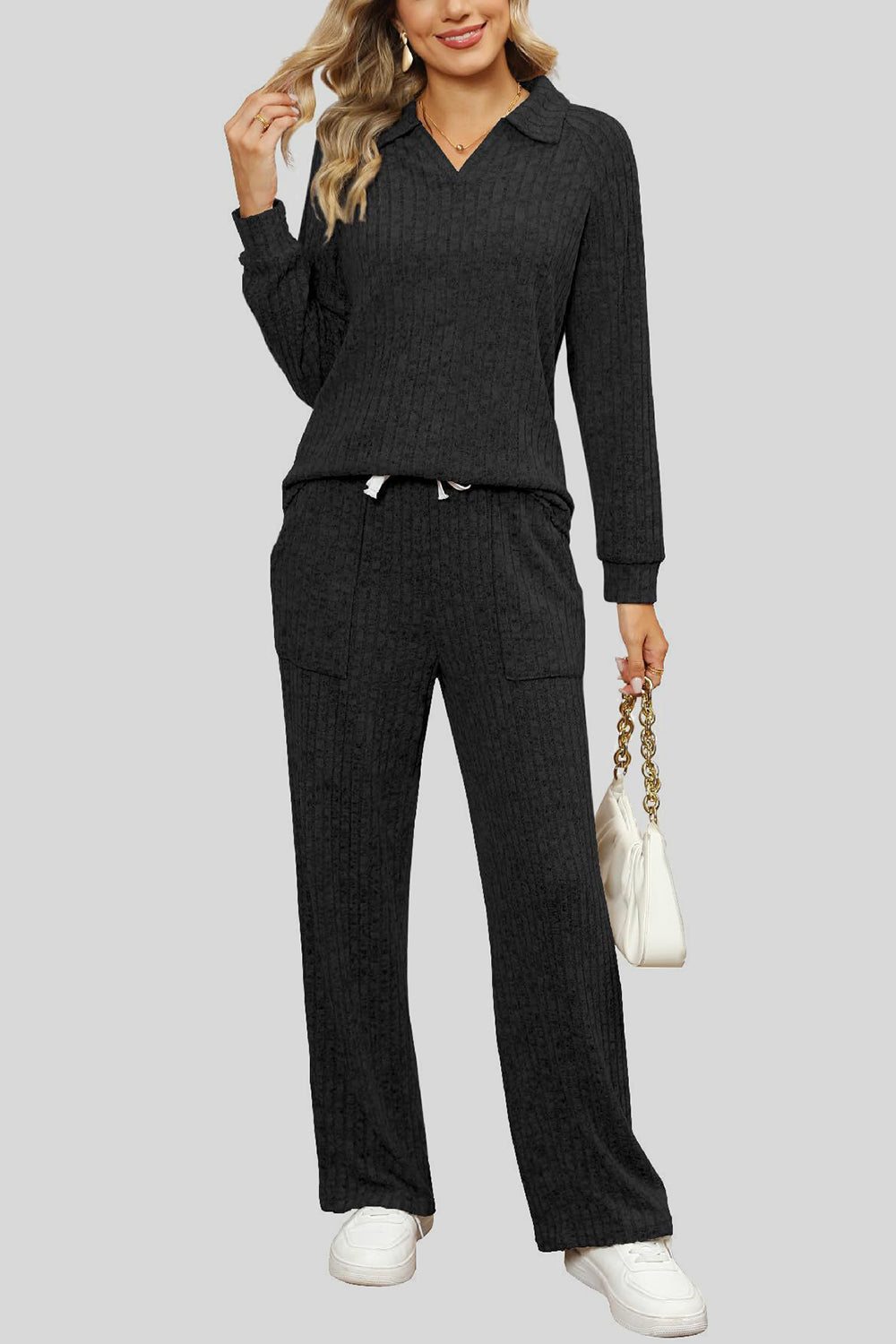 Ribbed Long Sleeve Top and Pocketed Pants Set by Wild and Free Boutique