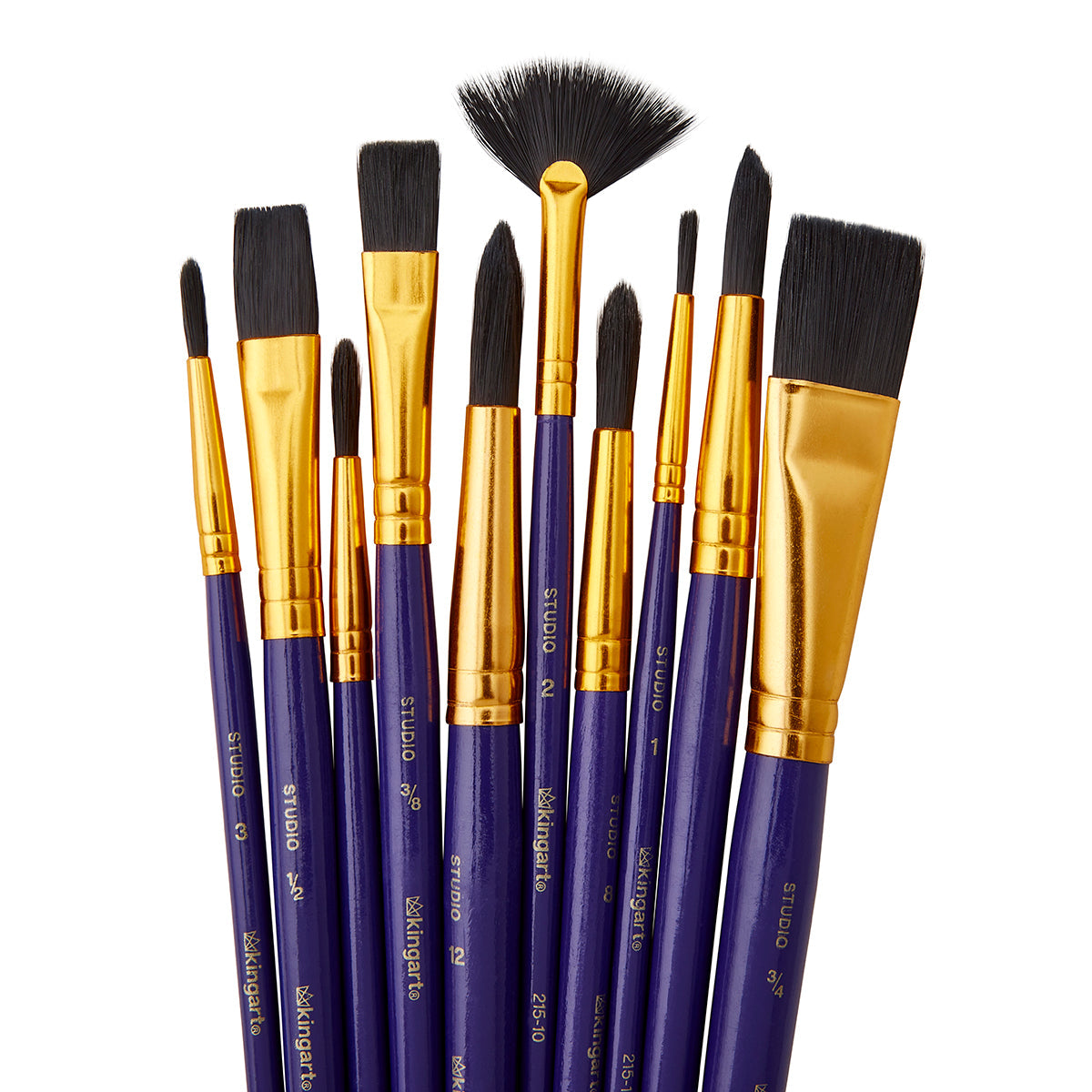 Studio Black Nylon Brush Set - Acrylic & Watercolor - 10 pc by KINGART