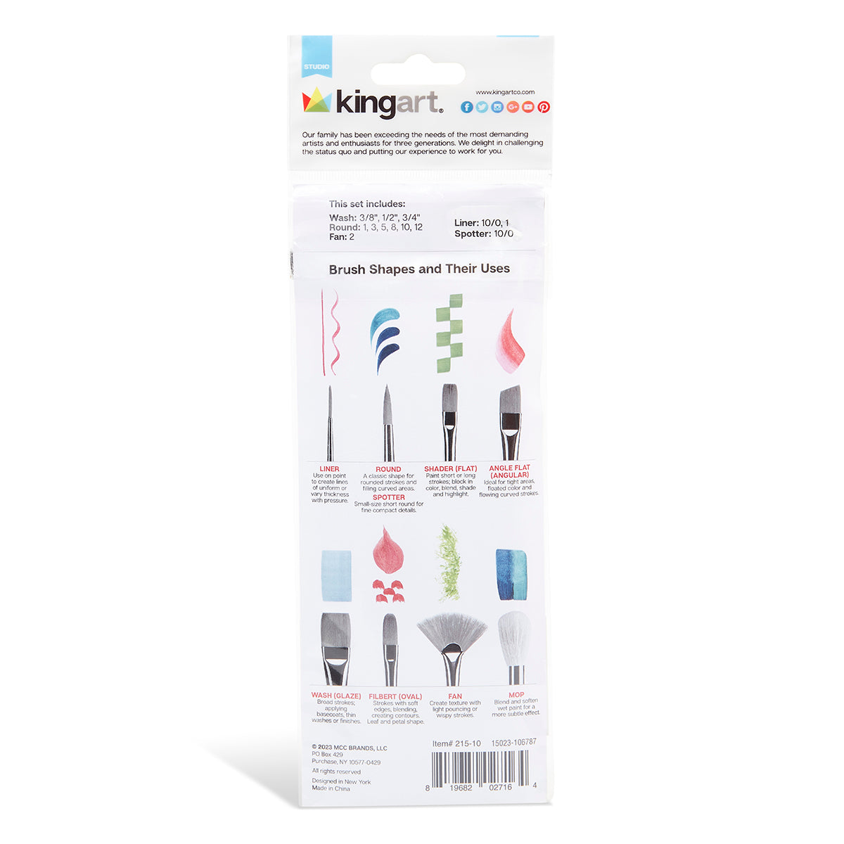 Studio Black Nylon Brush Set - Acrylic & Watercolor - 10 pc by KINGART