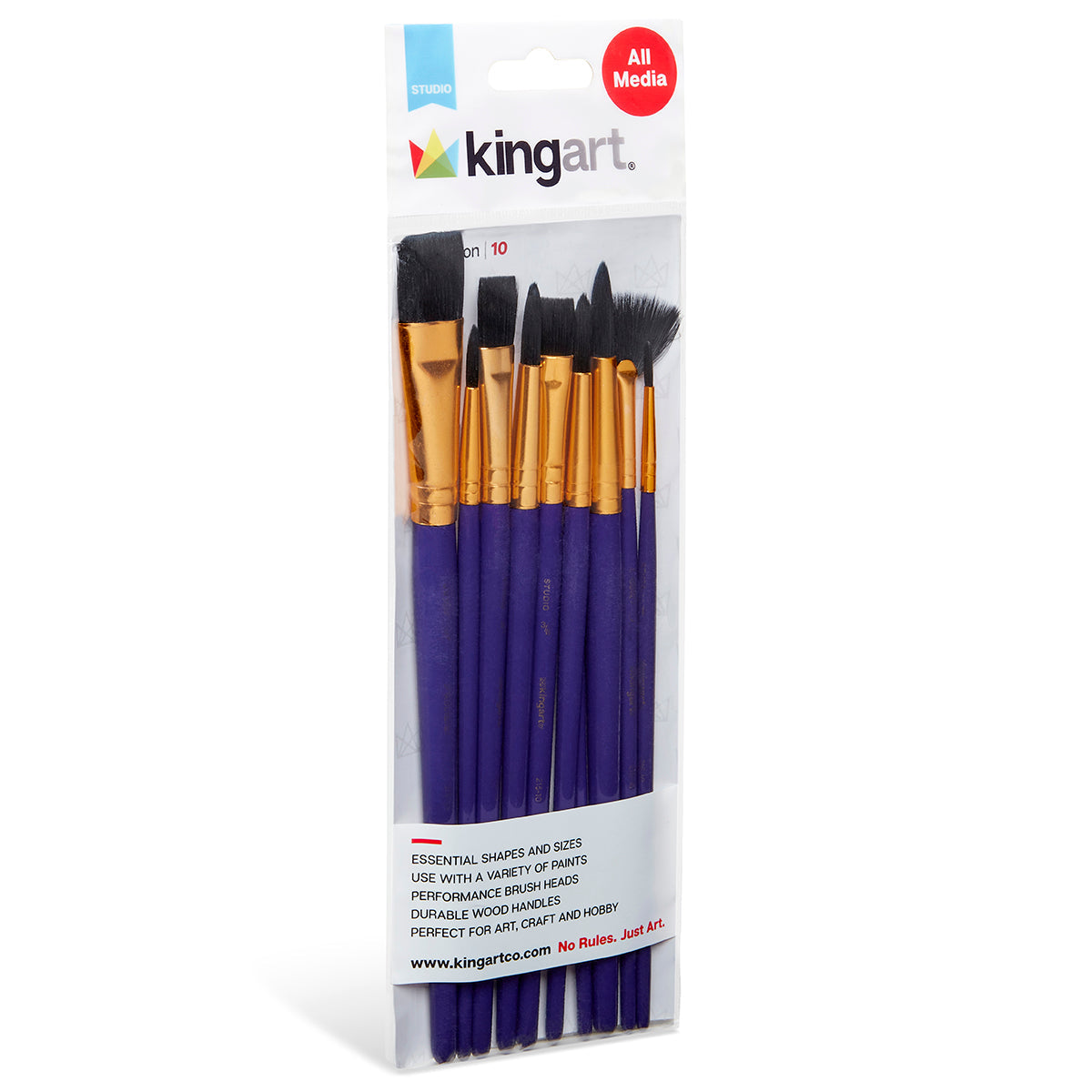 Studio Black Nylon Brush Set - Acrylic & Watercolor - 10 pc by KINGART