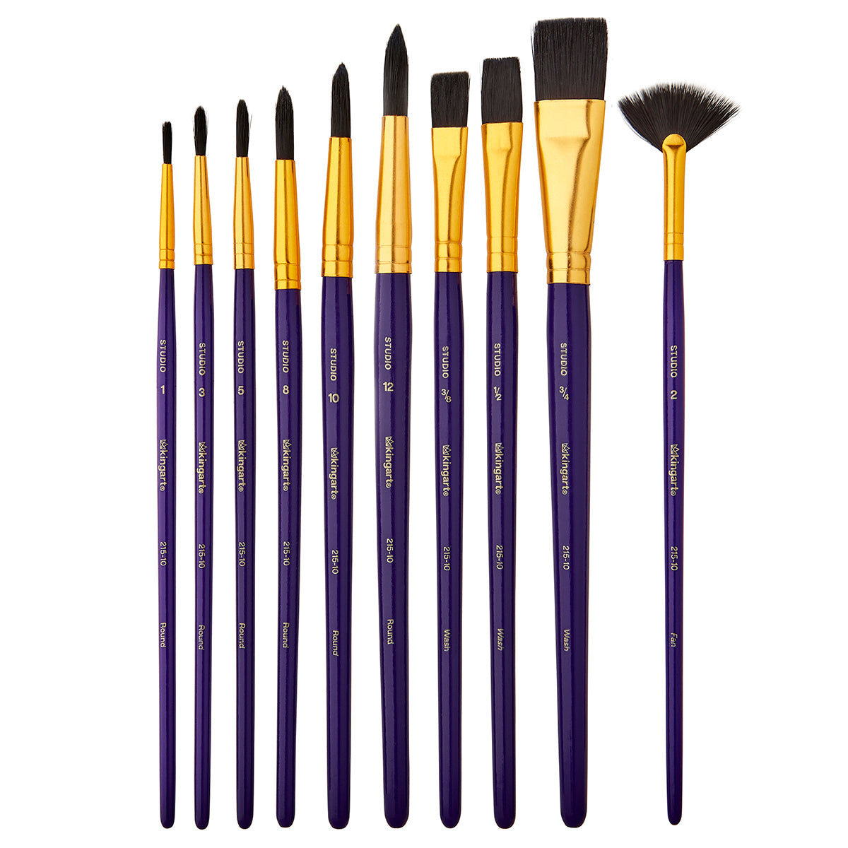 Studio Black Nylon Brush Set - Acrylic & Watercolor - 10 pc by KINGART